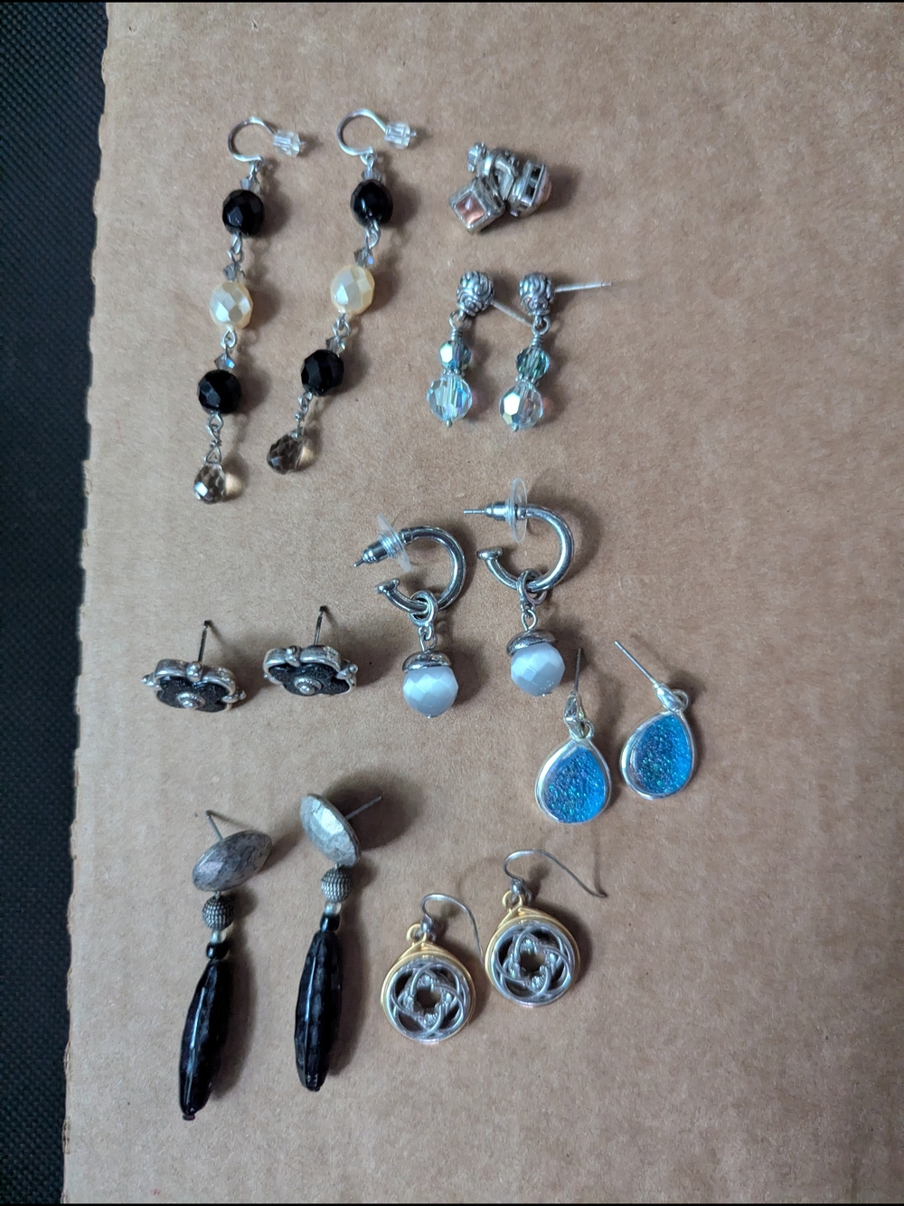 Used- Mixed Silver-Tone and Blue Women’s Earring Set